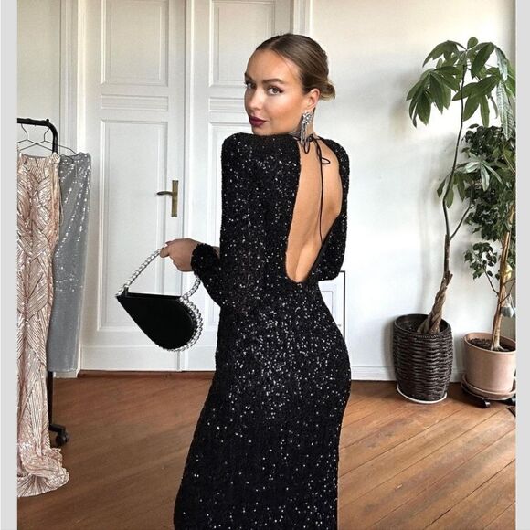 ZARA SHOULDER PAD SEQUIN DRESS - Picture 8 of 16